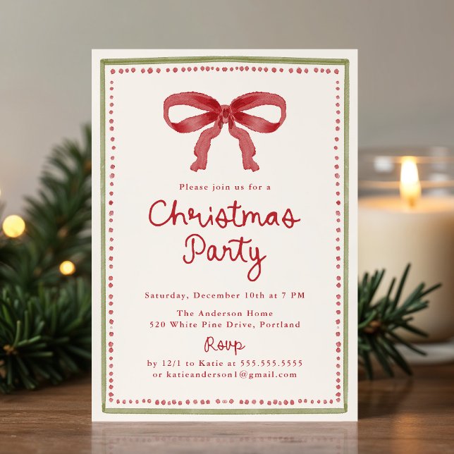 Invitation Fête de Noël Crème Arc Rouge Vintage (Créateur téléchargé)
