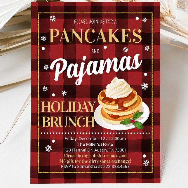 Invitation Fête de Noël Crêpes et Pyjamas (Créateur téléchargé)