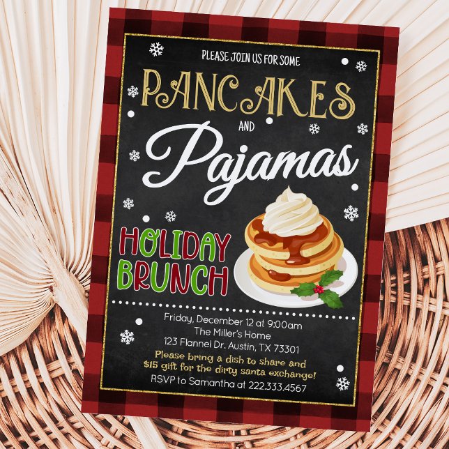 Invitation Fête de Noël Crêpes et Pyjamas (Créateur téléchargé)