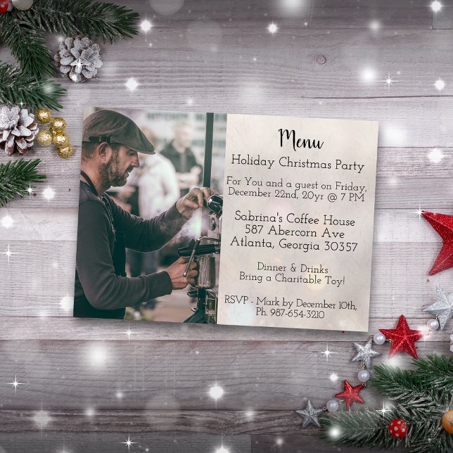 Invitation Fête de Noël dans le style de menu de café facile (Créateur téléchargé)
