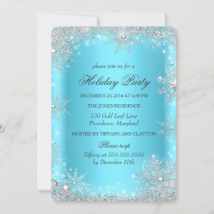 Invitation Fête de Noël dans un Monde de Rêve Hivernal Bleu