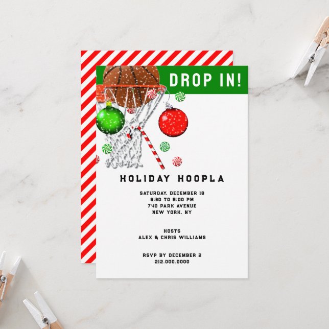 Invitation Fête de Noël de basketball (Devant/Arrière en situation)