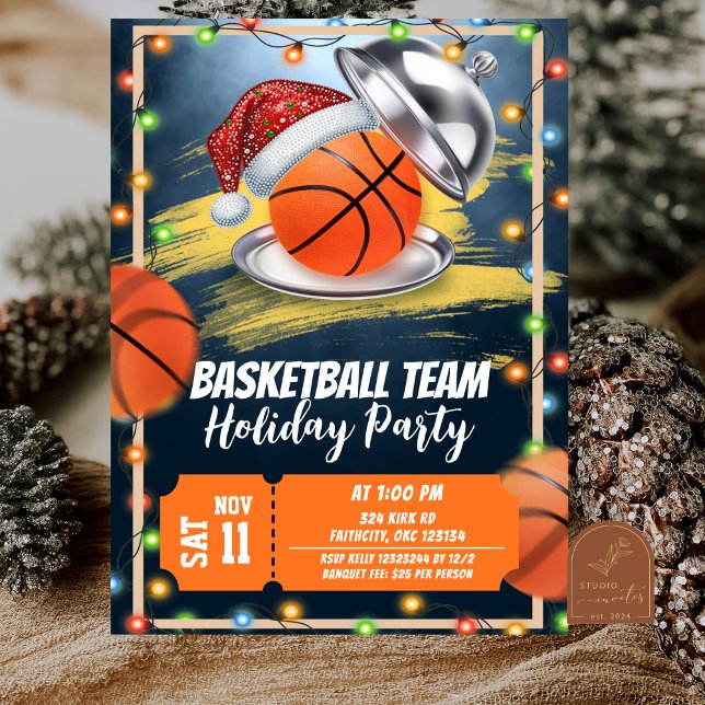 Invitation Fête de Noël de basketball (Créateur téléchargé)