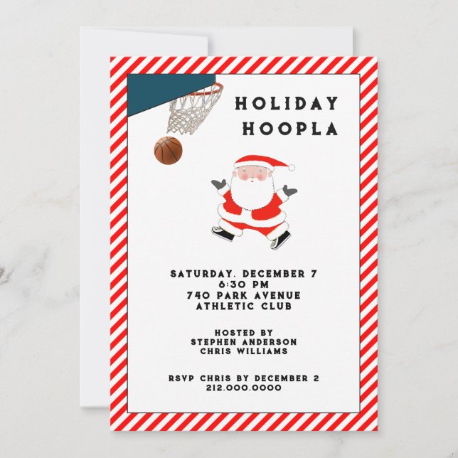 Invitation Fête de Noël de basketball (Devant)