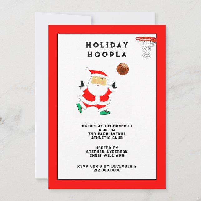 Invitation Fête de Noël de basketball (Devant)