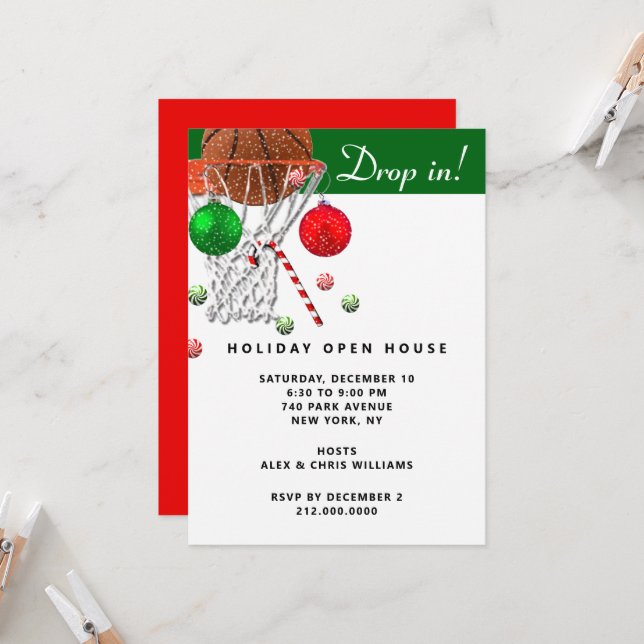Invitation Fête de Noël de basketball (Devant/Arrière en situation)