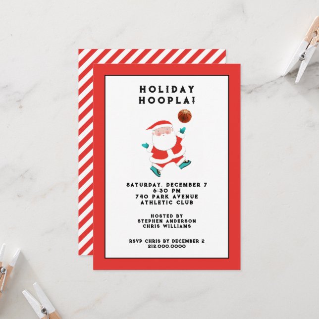 Invitation Fête de Noël de basketball (Devant/Arrière en situation)