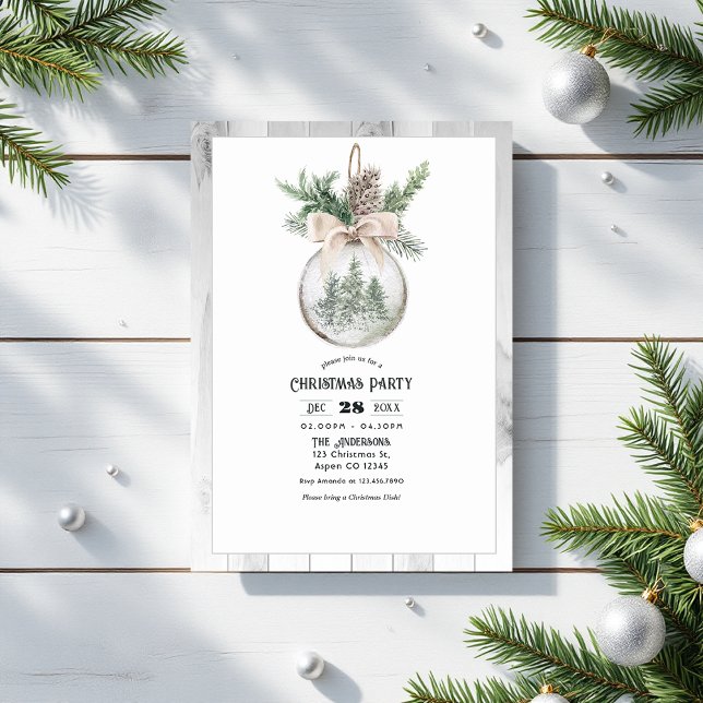 Invitation Fête de Noël de Boho en aquarelle neutre (Neutral Watercolor Boho Christmas Party Invitation)