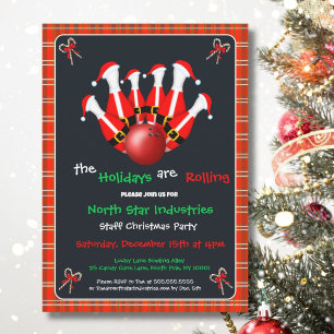 Invitation Fête de Noël de Bowling