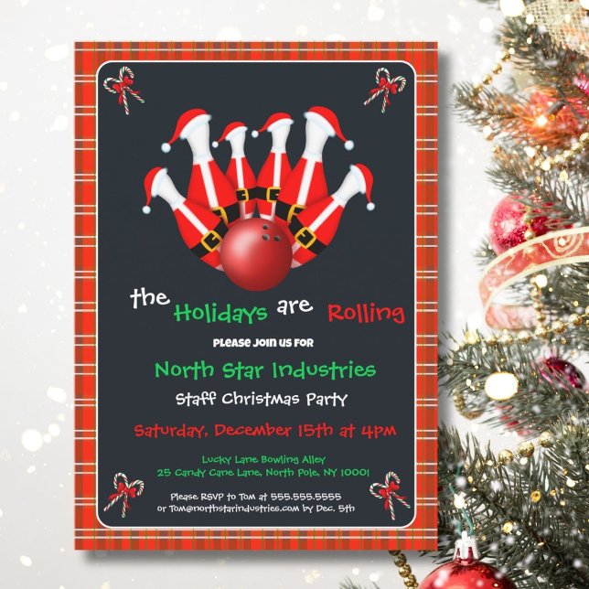 Invitation Fête de Noël de Bowling (Créateur téléchargé)