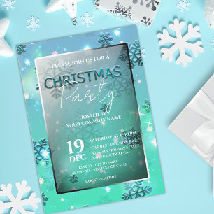 Invitation Fête de Noël de bureau flocon de neige lumineux sa