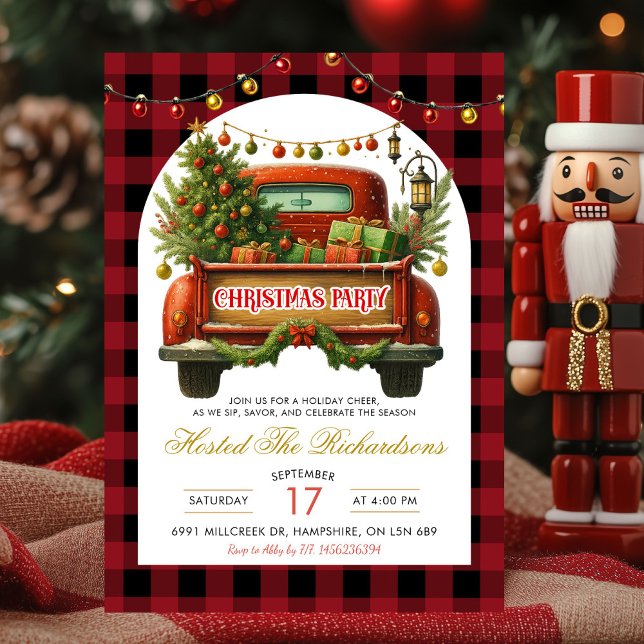 Invitation Fête de Noël de camion de bûcheron (Créateur téléchargé)