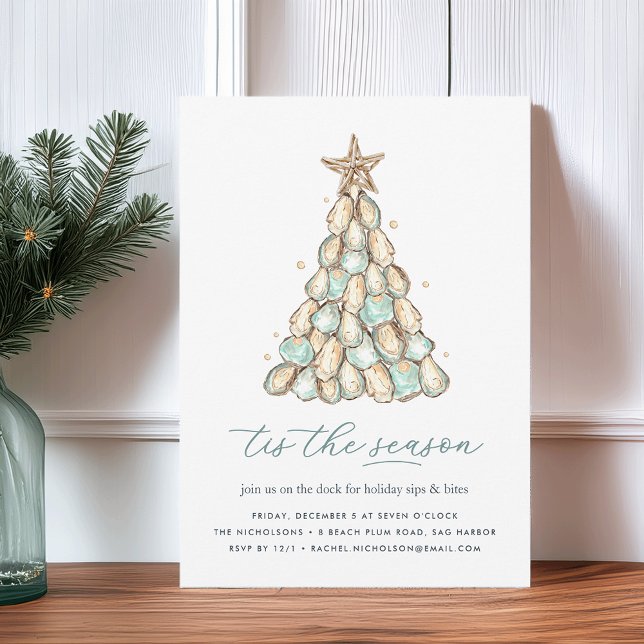 Invitation Fête de Noël de Coquilles d'Huîtres Côtières (Créateur téléchargé)