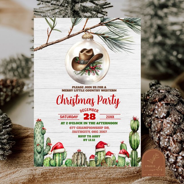 Invitation Fête de Noël de cow-boy western joyeuse (Créateur téléchargé)