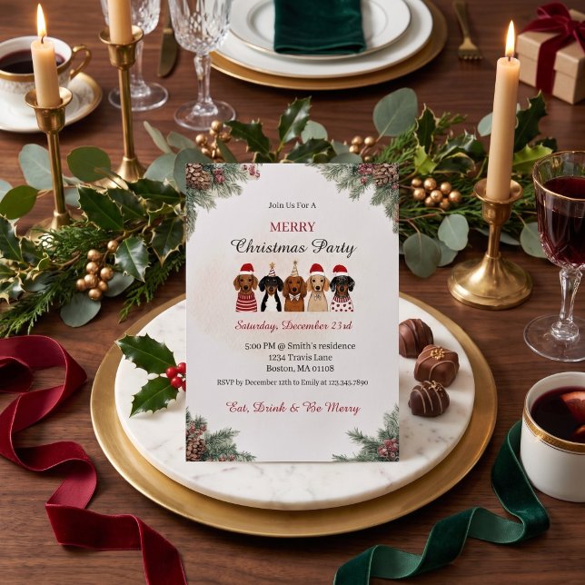 Invitation Fête de Noël de Dachshund festive (Créateur téléchargé)