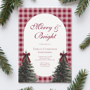 Invitation Fête de Noël de famille à carreaux avec un élégant