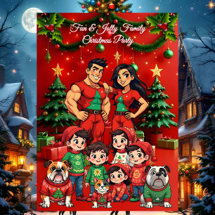 Invitation Fête de Noël de famille amusante Ugly Sweaters Ani