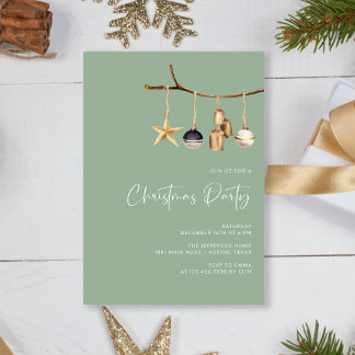 Invitation Fête de Noël de famille personnalisée Sage Green