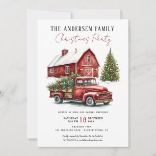 Invitation Fête de Noël de famille rustique avec un vieux cam