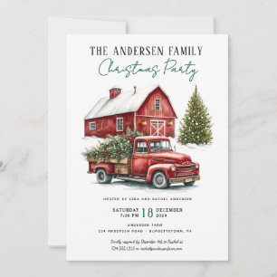 Invitation Fête de Noël de famille rustique avec un vieux cam