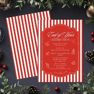 Invitation Fête de Noël de fin d'année en entreprise Rayures
