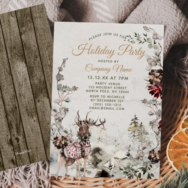 Invitation Fête de Noël de Forest Deer Corporate (Créateur téléchargé)