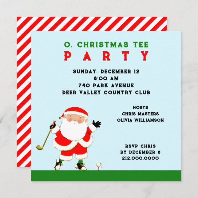 Invitation Fête de Noël de golf (Devant / Derrière)