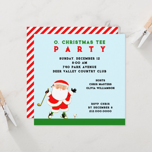 Invitation Fête de Noël de golf (Devant/Arrière en situation)