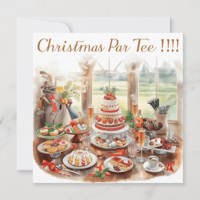 Invitation Fête de Noël de golf avec arrière-plan de terrain  (Devant)