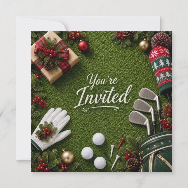 Invitation Fête de Noël de golfeur Par Tee Golf  (Devant)