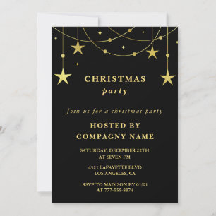 Invitation Fête de Noël de la compagnie noire Étoiles d'or d