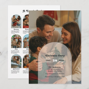 Invitation Fête de Noël de la famille moderne année en revue