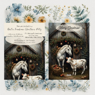 Invitation Fête de Noël de la ferme rustique vintage avec che