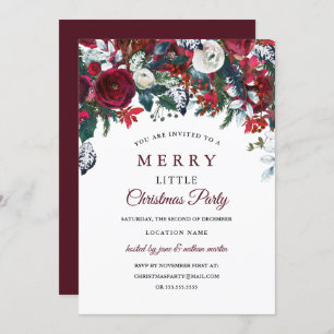 Invitation Fête de Noël de la Flore blanche rouge de Bourgogn