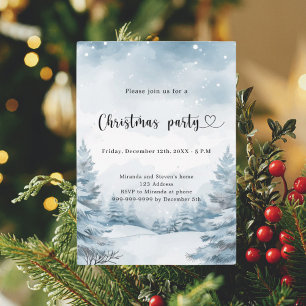 Invitation Fête de Noël de la forêt d'hiver