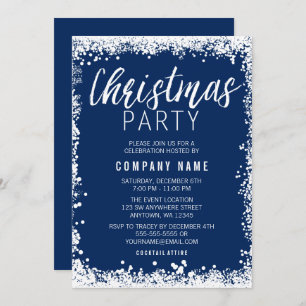 Invitation Fête de Noël de la frontière des neiges bleues et