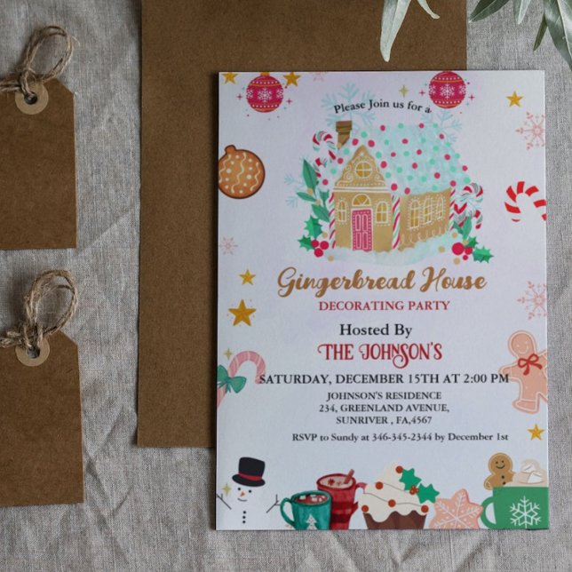 Invitation Fête de Noël de la Maison de pain d'épice (Créateur téléchargé)