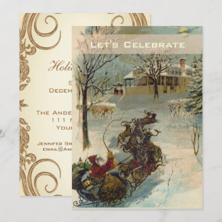 Invitation Fête de Noël de la Père Noël du Victoria Vintage