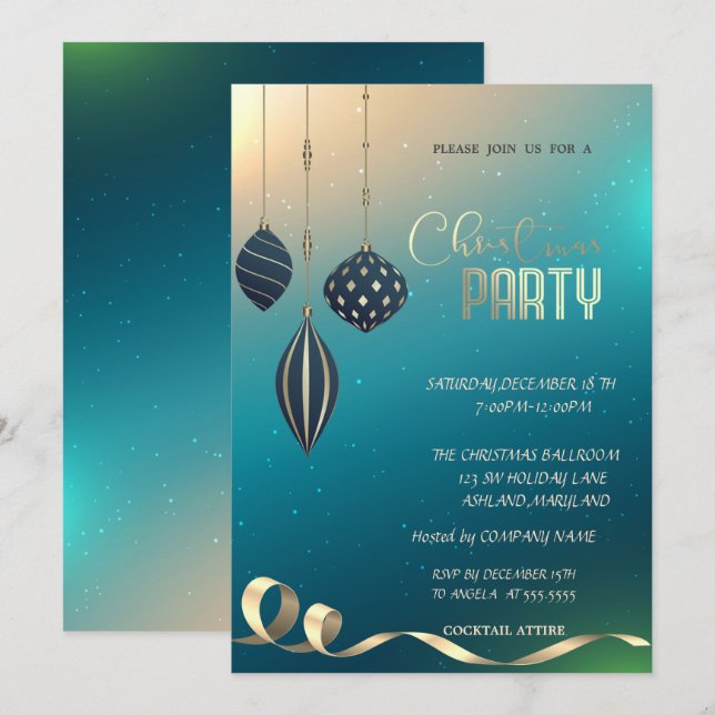 Invitation Fête de Noël de la Société de Décorations de Noël (Devant / Derrière)