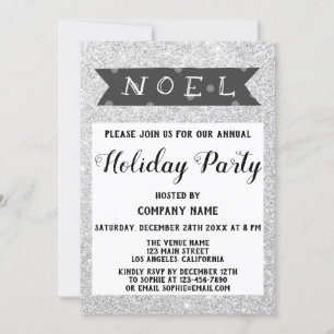 Invitation Fête de Noël de la société Noel Grise Paillettes A