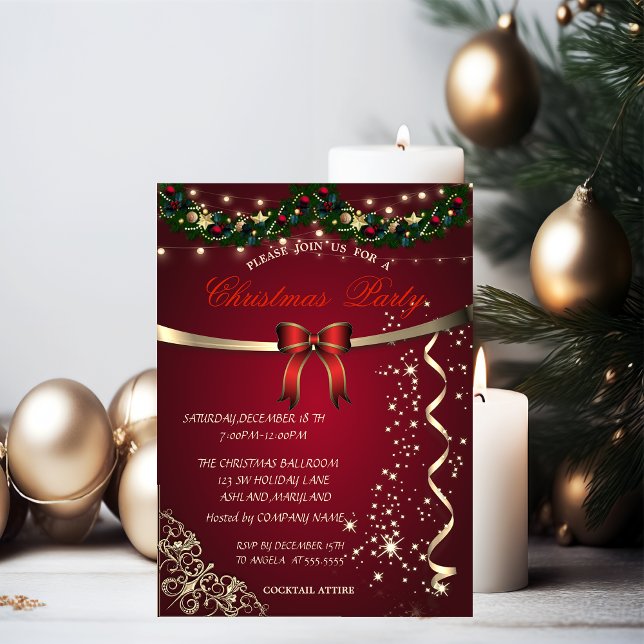 Invitation Fête de Noël de la société Red Bow, Ornements (Créateur téléchargé)