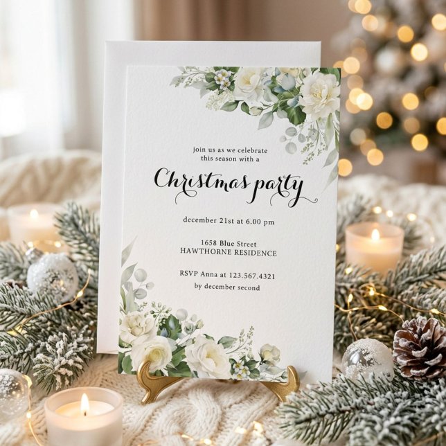 Invitation Fête de Noël de la verdure hivernale  (Créateur téléchargé)