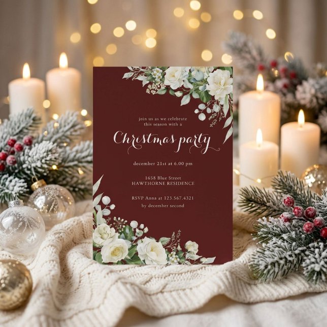 Invitation Fête de Noël de la verdure hivernale  (Créateur téléchargé)