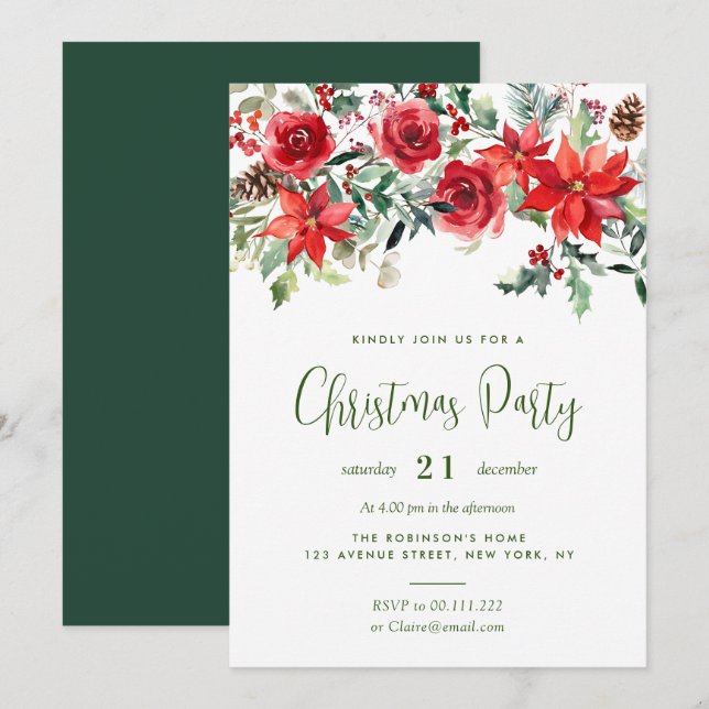 Invitation Fête de noël de l'aquarelle (Devant / Derrière)