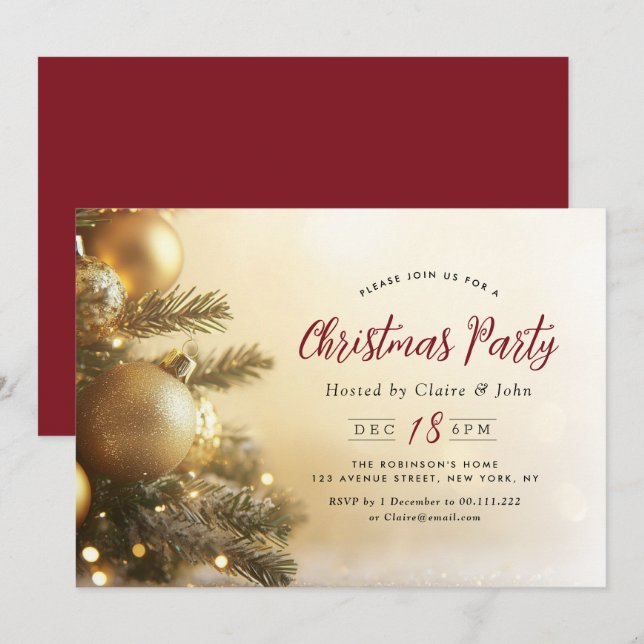 Invitation fête de Noël de l'arbre de Noël (Devant / Derrière)