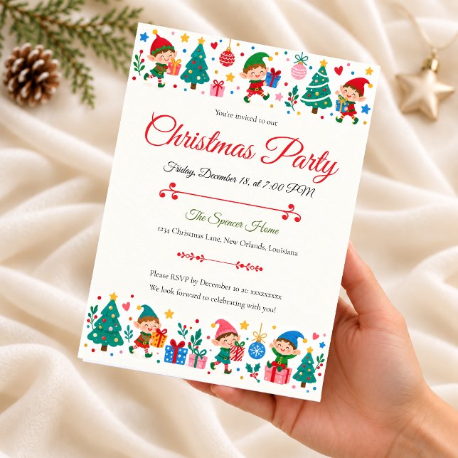 Invitation Fête de Noël de l'Elf ludique (Créateur téléchargé)
