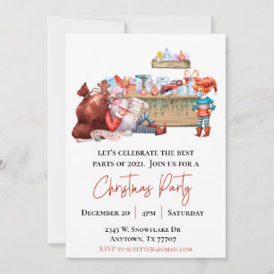 Invitation Fête de Noël de l'elfe du Père Noël Covid 