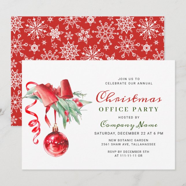 Invitation Fête de Noël de l'entreprise (Devant / Derrière)