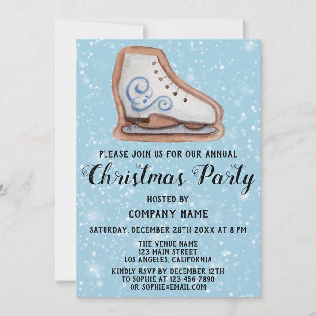 Invitation Fête de Noël de l'entreprise Cookie Blue Snow (Devant)