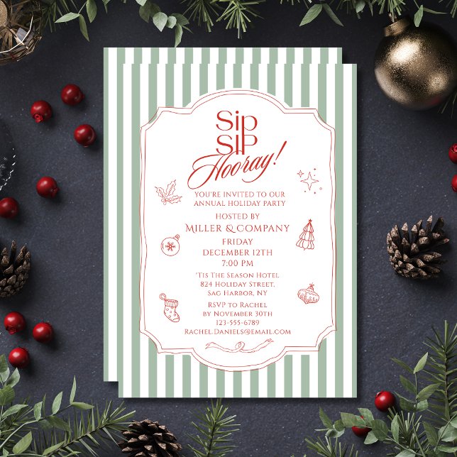 Invitation Fête de Noël de l'entreprise en vert sauge (Créateur téléchargé)